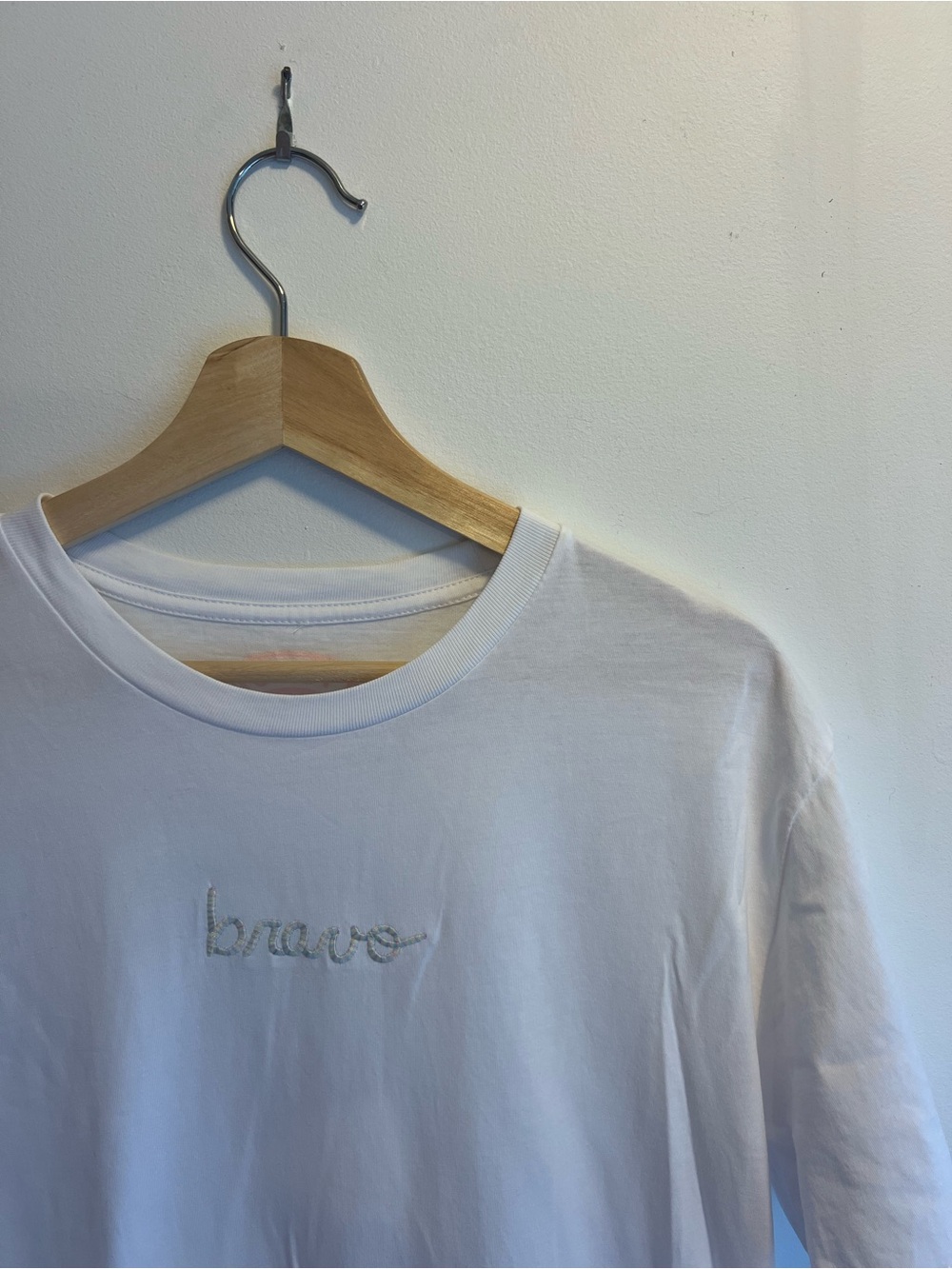 White "bravo" Embroidered T-Shirt